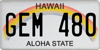 HI license plate GEM480