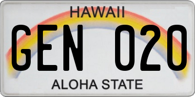 HI license plate GEN020