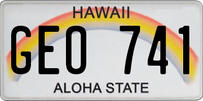 HI license plate GEO741