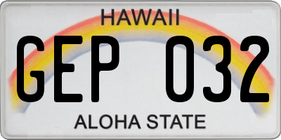 HI license plate GEP032