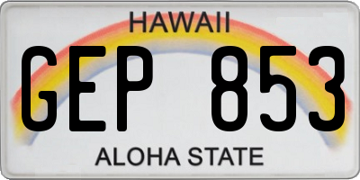 HI license plate GEP853