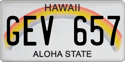 HI license plate GEV657