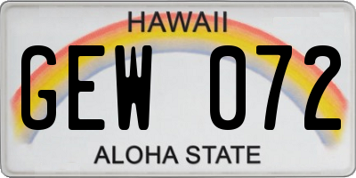 HI license plate GEW072
