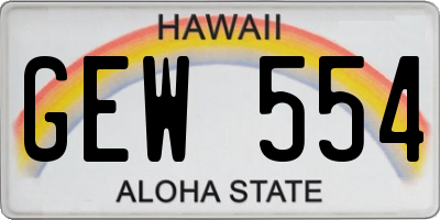 HI license plate GEW554