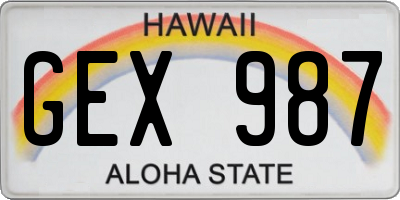 HI license plate GEX987