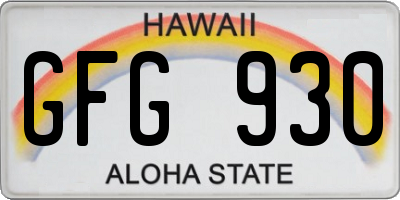 HI license plate GFG930