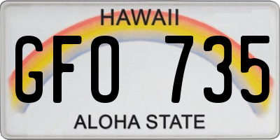 HI license plate GFO735