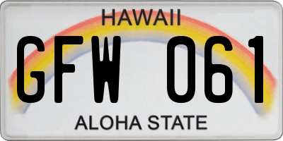 HI license plate GFW061