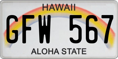 HI license plate GFW567
