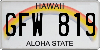 HI license plate GFW819
