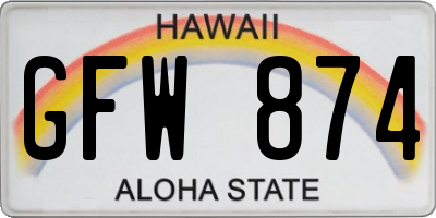 HI license plate GFW874