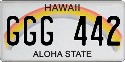 HI license plate GGG442