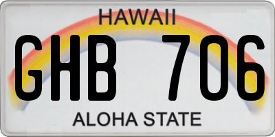 HI license plate GHB706