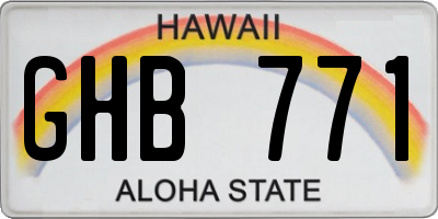 HI license plate GHB771