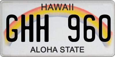 HI license plate GHH960