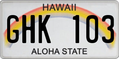 HI license plate GHK103