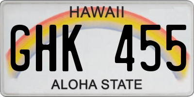 HI license plate GHK455