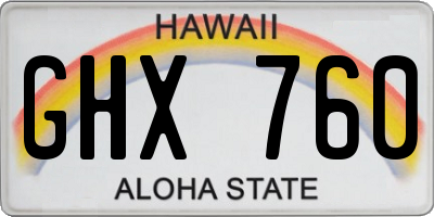 HI license plate GHX760