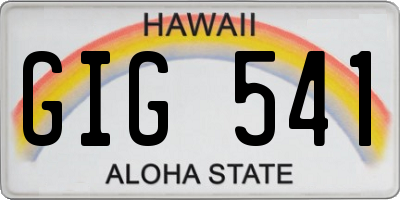 HI license plate GIG541