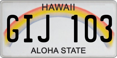 HI license plate GIJ103