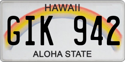 HI license plate GIK942