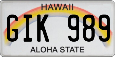 HI license plate GIK989