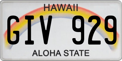 HI license plate GIV929