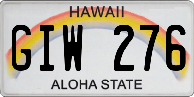 HI license plate GIW276