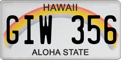HI license plate GIW356
