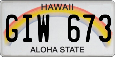 HI license plate GIW673