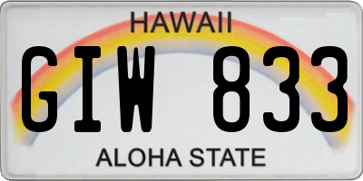 HI license plate GIW833