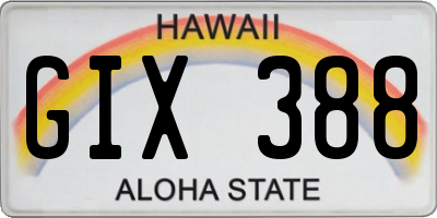 HI license plate GIX388