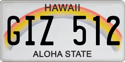HI license plate GIZ512