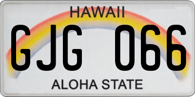 HI license plate GJG066