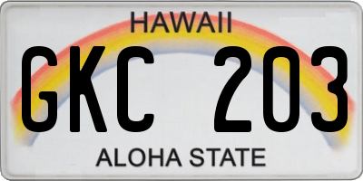 HI license plate GKC203
