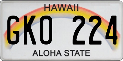 HI license plate GKO224