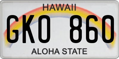 HI license plate GKO860