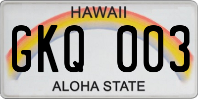 HI license plate GKQ003