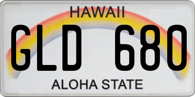 HI license plate GLD680