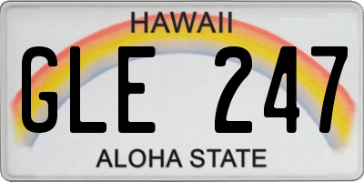 HI license plate GLE247