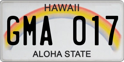 HI license plate GMA017