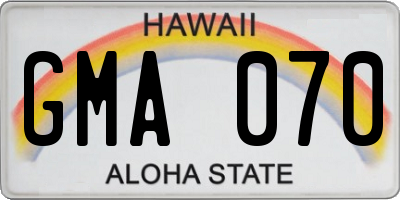 HI license plate GMA070