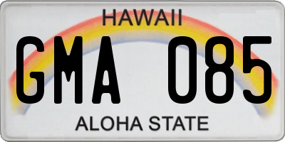 HI license plate GMA085