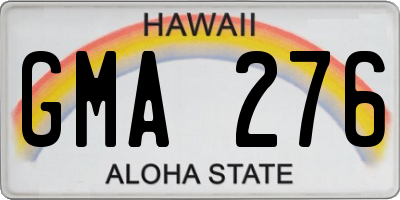 HI license plate GMA276