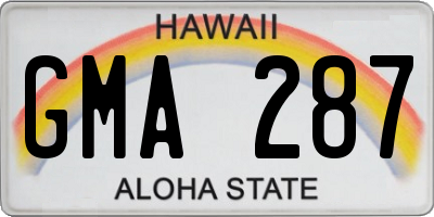 HI license plate GMA287