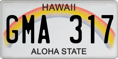 HI license plate GMA317
