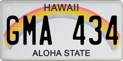 HI license plate GMA434
