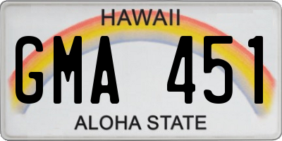 HI license plate GMA451