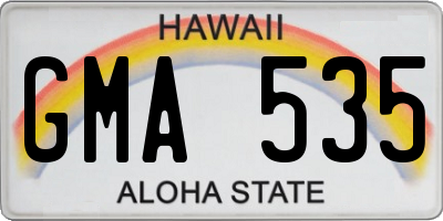 HI license plate GMA535