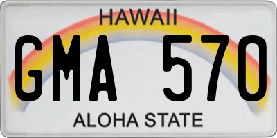 HI license plate GMA570